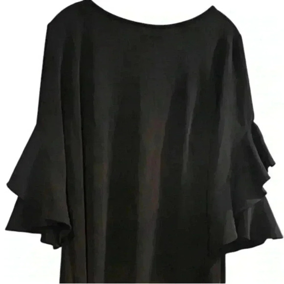 Taylor Women's Plus Size 16W Black Shift Dress Ruffle Sleeves Casual - Picture 2 of 11
